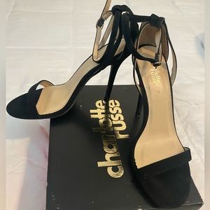 Black Suede Heels with Cut Out